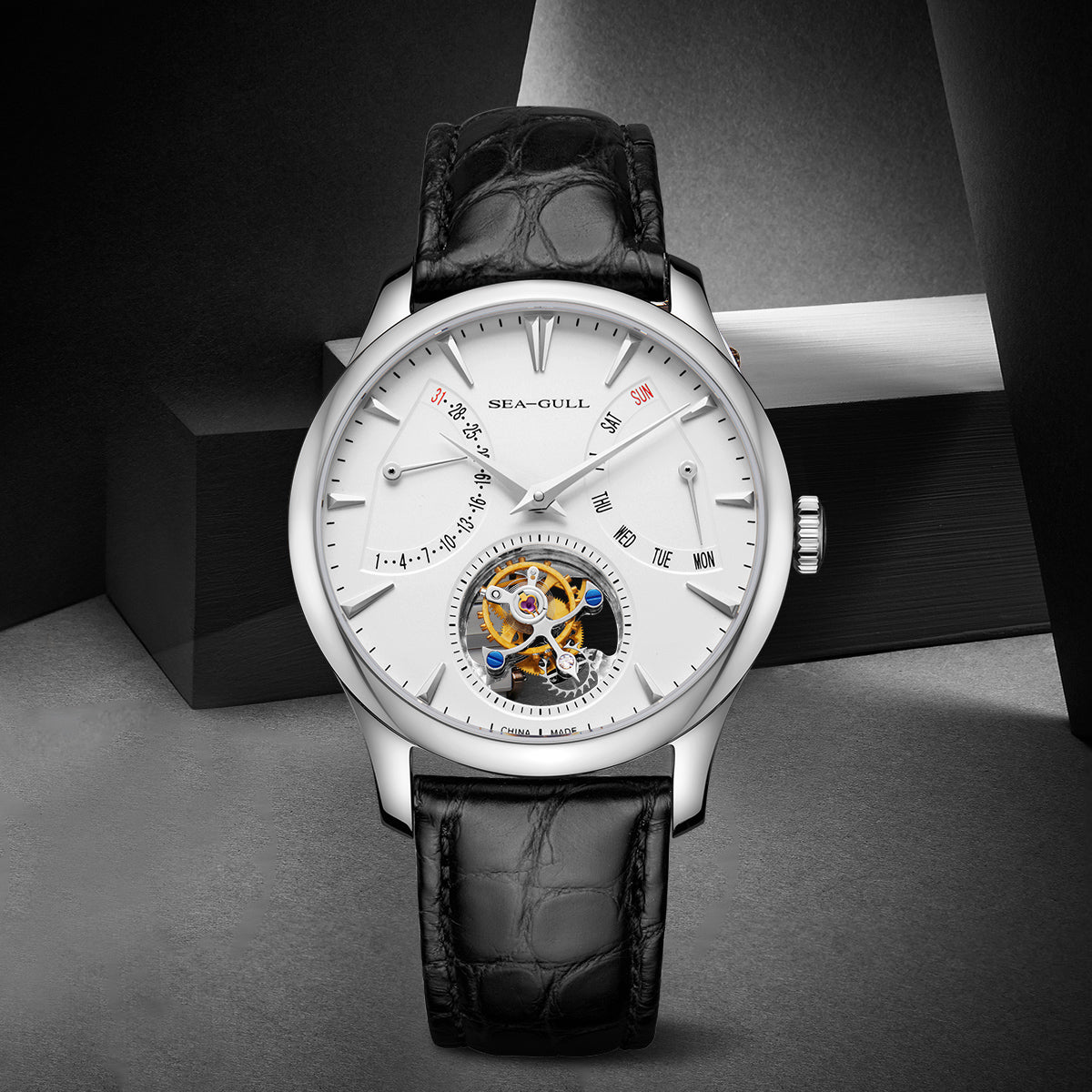 Artisan Patrimoine Multifonction Jour-Date Calendrier Excentrique Tourbillon 42mm