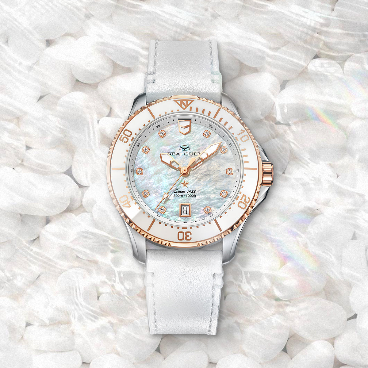 Océan Pro 300m Étanche Nacre Femme Plongée 40mm
