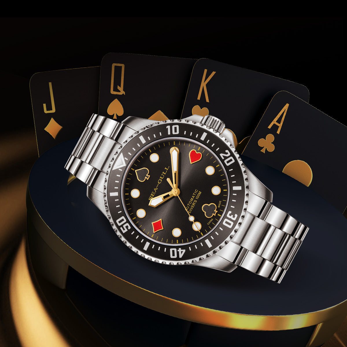 Océan 100m Étanche Poker Master Plongée 44.5mm