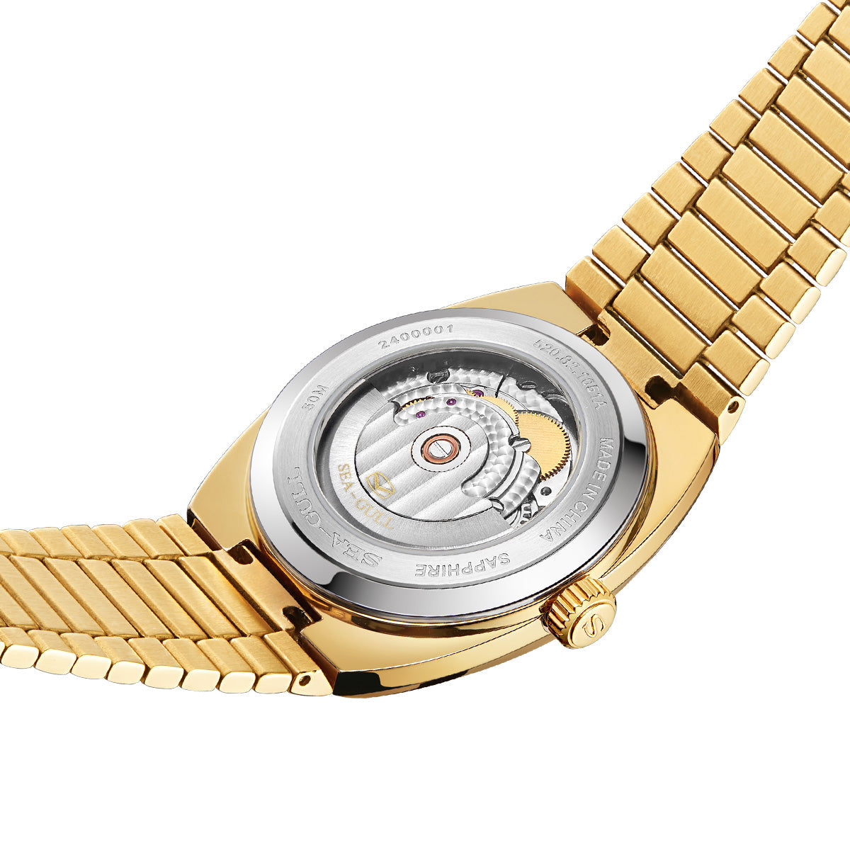 Jour-Date Calendrier Tonneau Doré 36mm