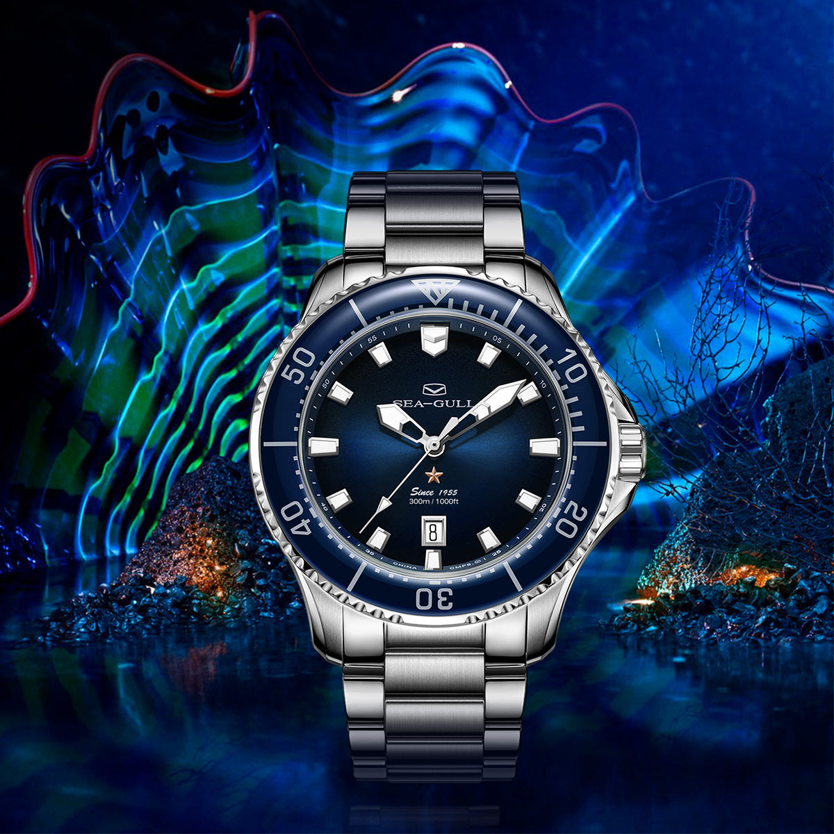 Océan Pro 300m Étanche Plongée 44mm