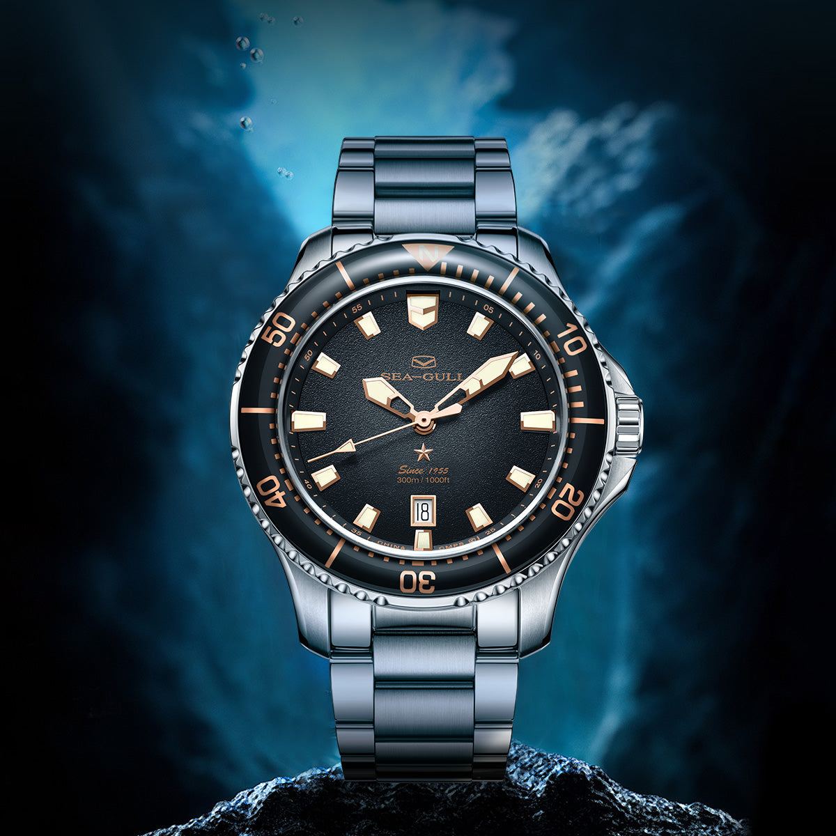 Océan Pro 300m Étanche Plongée 44mm