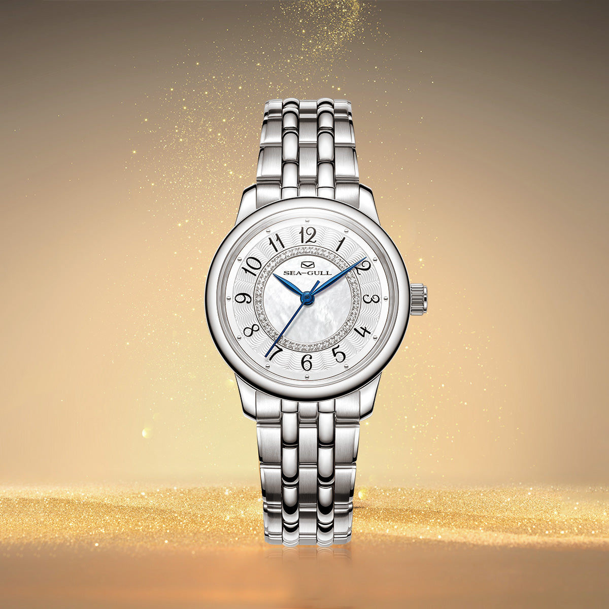Femme Cercles Concentriques Serti Diamant Habillée 32mm