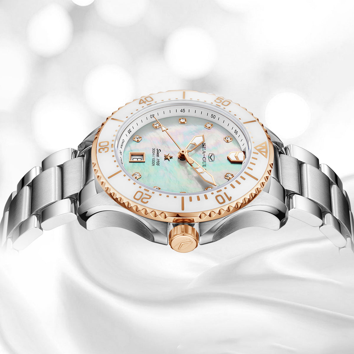 Océan Pro 300m Étanche Nacre Femme Plongée 40mm