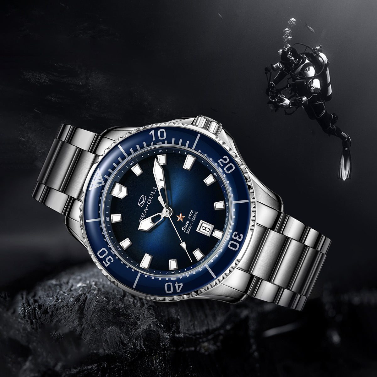 Océan Pro 300m Étanche Plongée 44mm