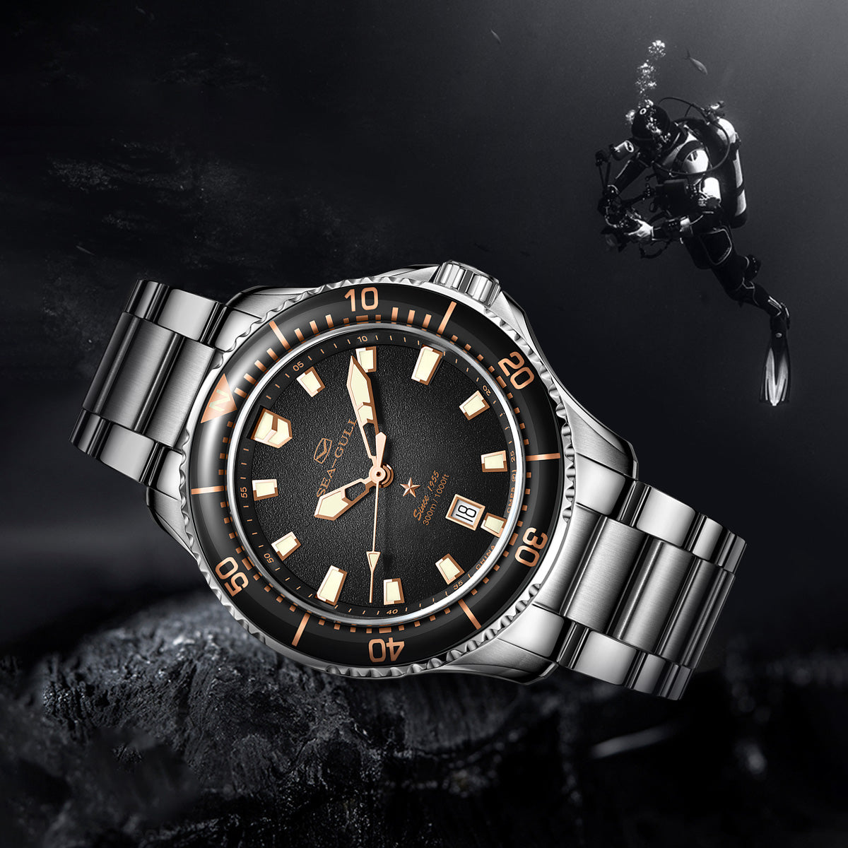 Océan Pro 300m Étanche Plongée 44mm