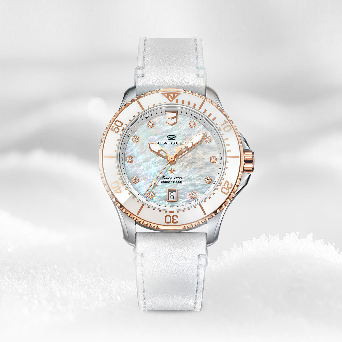Océan Pro 300m Étanche Nacre Femme Plongée 40mm