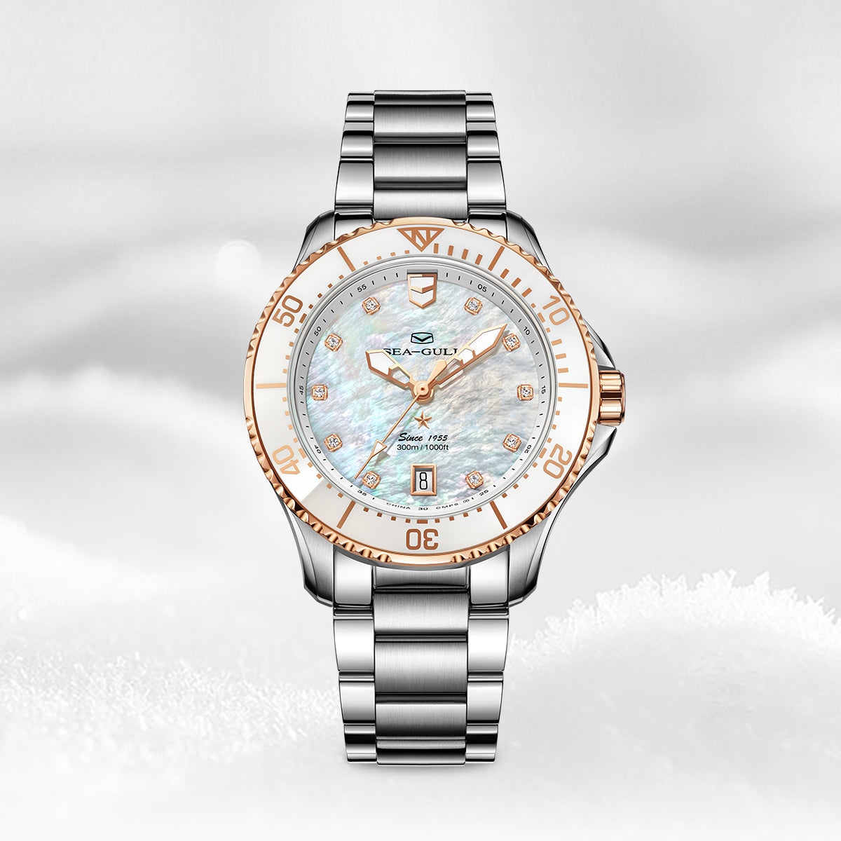 Océan Pro 300m Étanche Nacre Femme Plongée 40mm