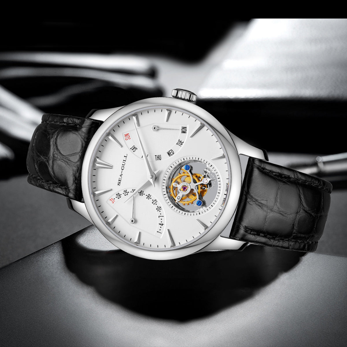 Artisan Patrimoine Multifonction Jour-Date Calendrier Excentrique Tourbillon 41mm