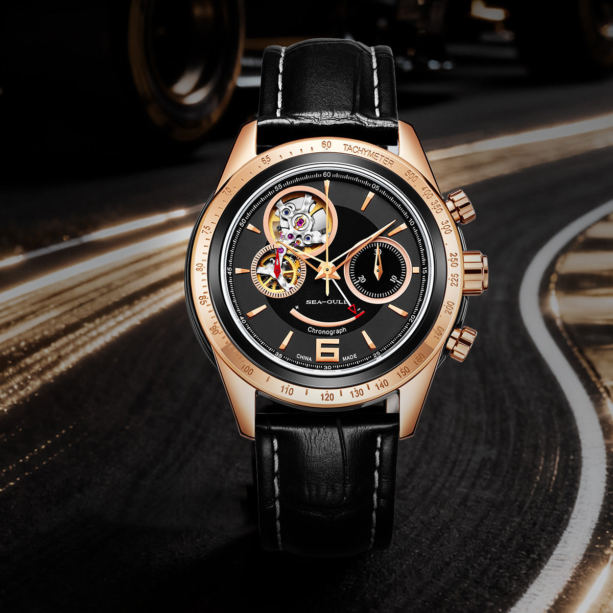 Style Course Réserve de Marche Tachymètre Complication Chronographe 42mm