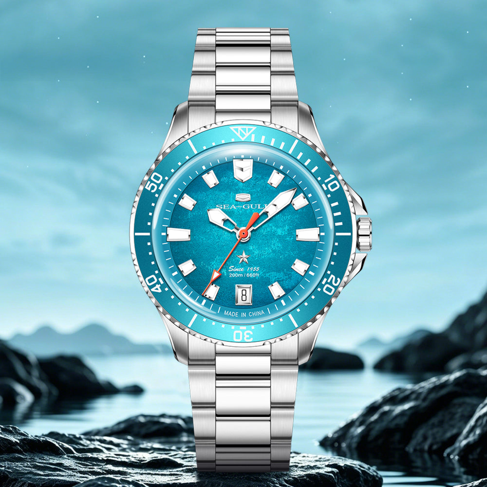 Océan 200m Métallique Dégradé Calendrier Plongée 39mm