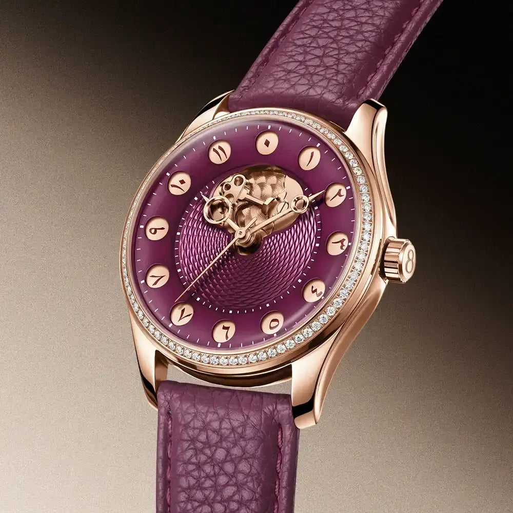 OLTO·8 Chrono Gate Burgundy Moissanite - Eastern Arabic Numerals