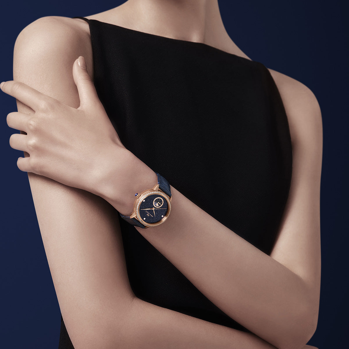 Phase de Lune Nacre Ciel Étoilé Serti Diamant Femme 34mm