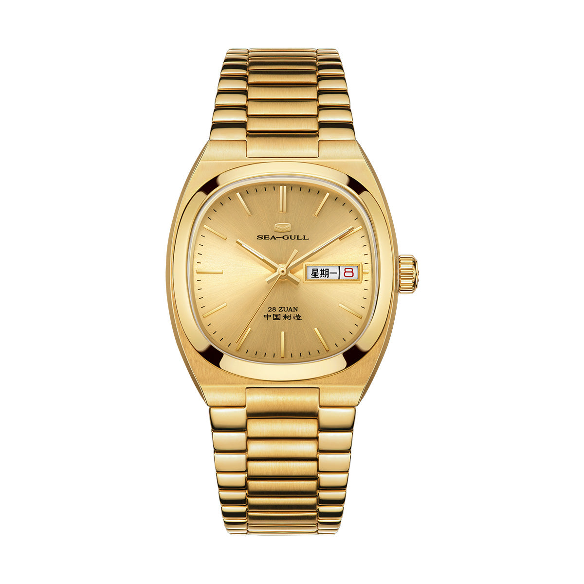 Jour-Date Calendrier Tonneau Doré 36mm