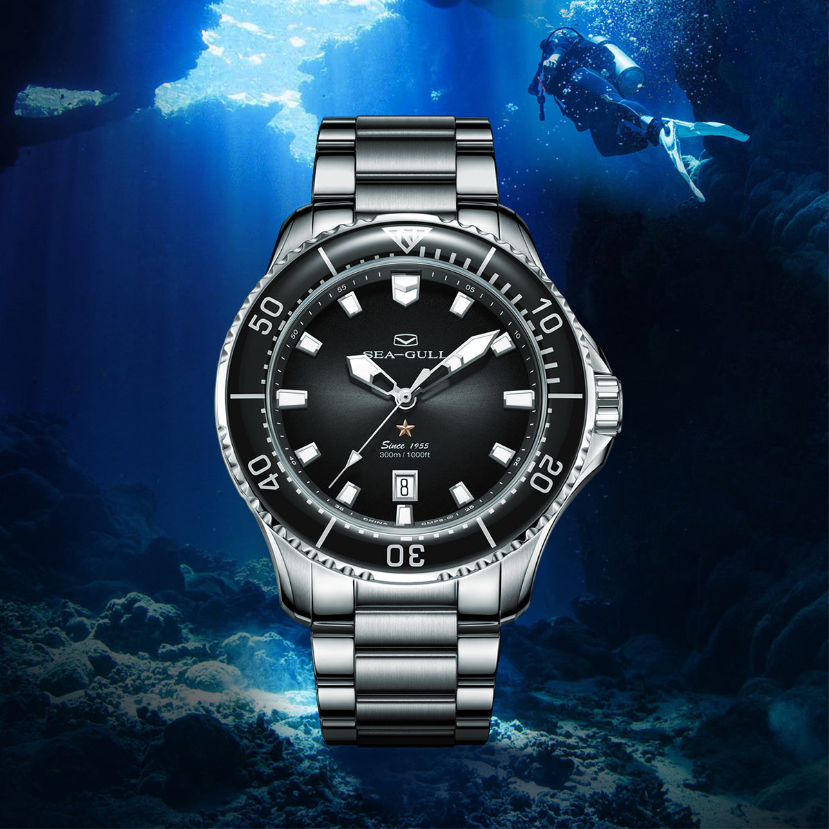 Océan Pro 300m Étanche Plongée 44mm