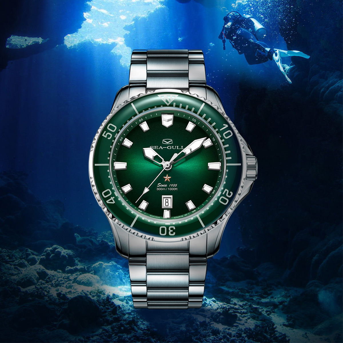 Océan Pro 300m Étanche Plongée 44mm