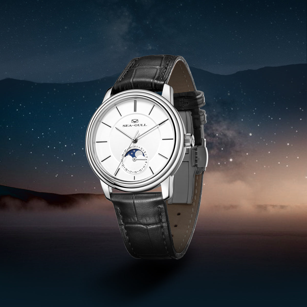 Ultra-fin Phase de Lune Habillée 38mm