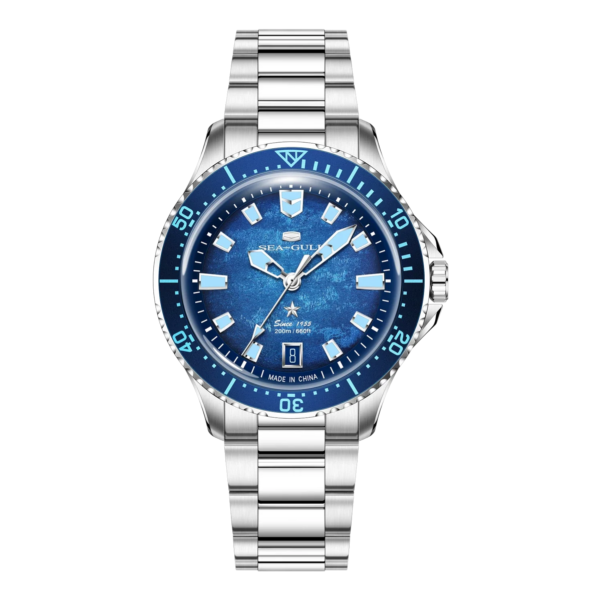 Océan 200m Métallique Dégradé Calendrier Plongée 39mm
