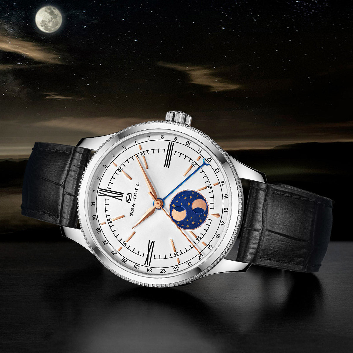 Double Hémisphère Lune Calendrier Habillée 41mm