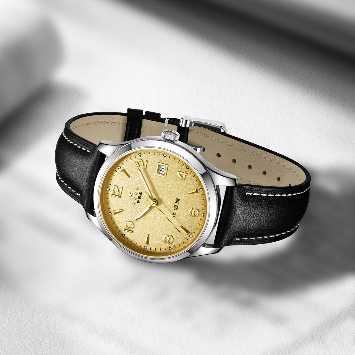 1955 WuXing Cinq Étoiles Réédition Doré Texturé Scintillant Habillée 39mm