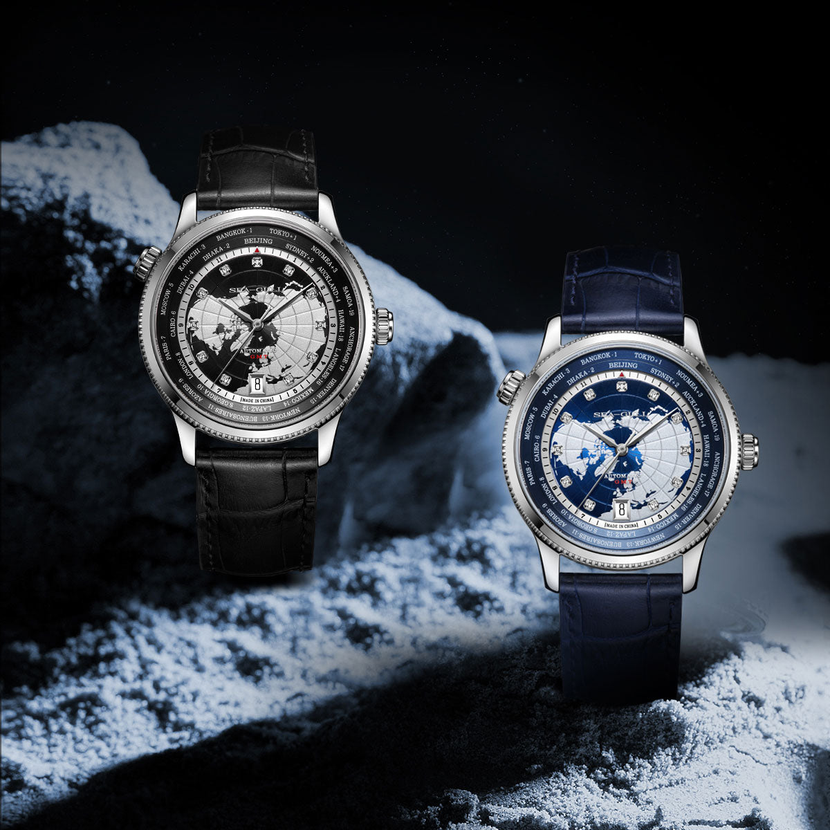 GMT Heure Mondiale Double Fuseau Calendrier 41mm