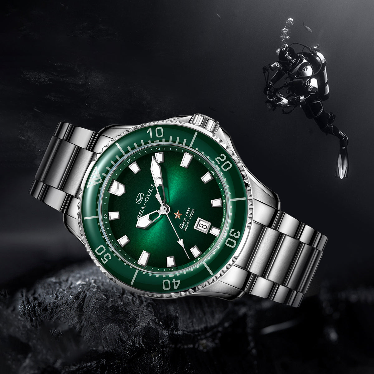 Océan Pro 300m Étanche Plongée 44mm