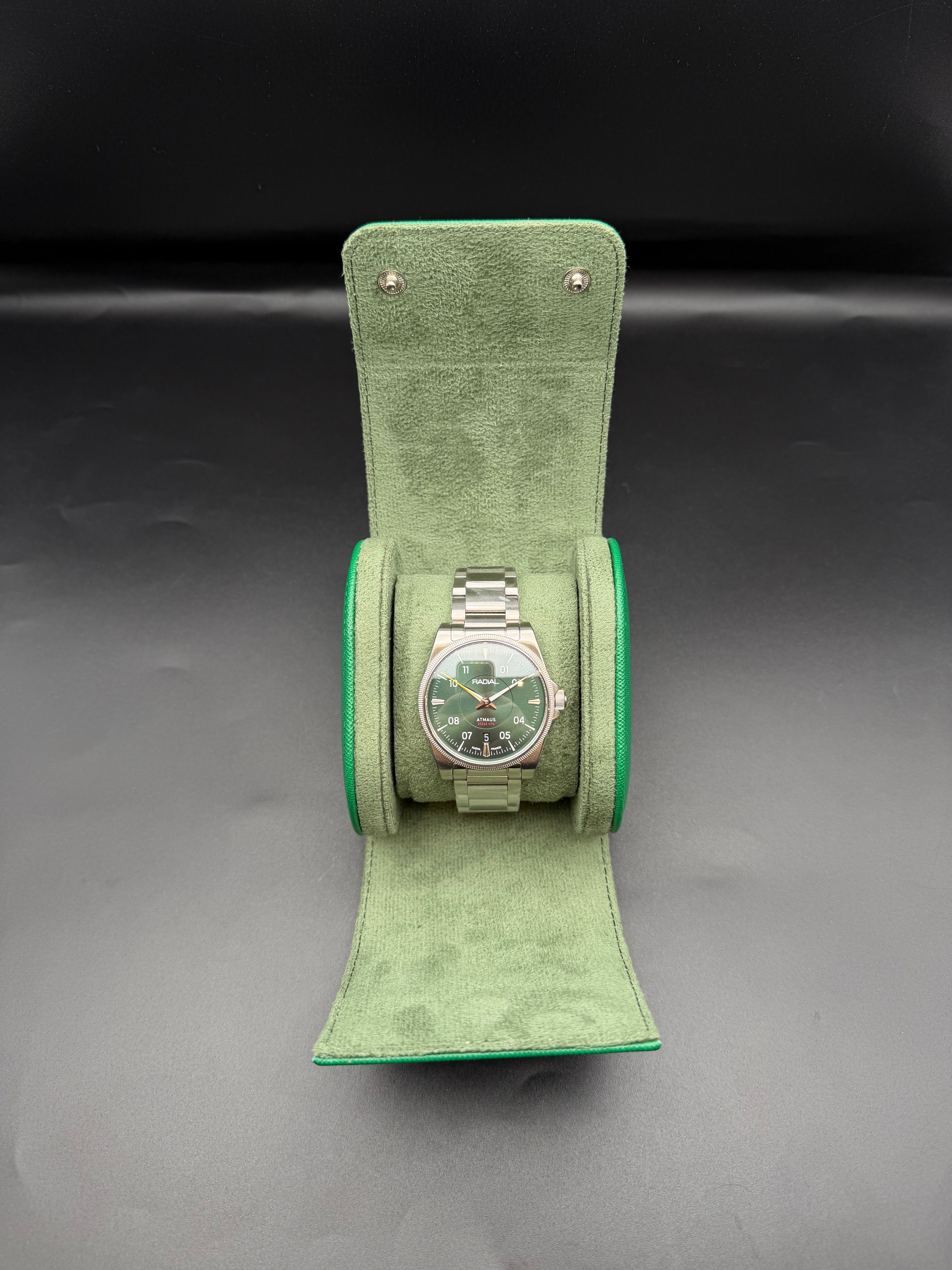 Etui montre en cuir vert