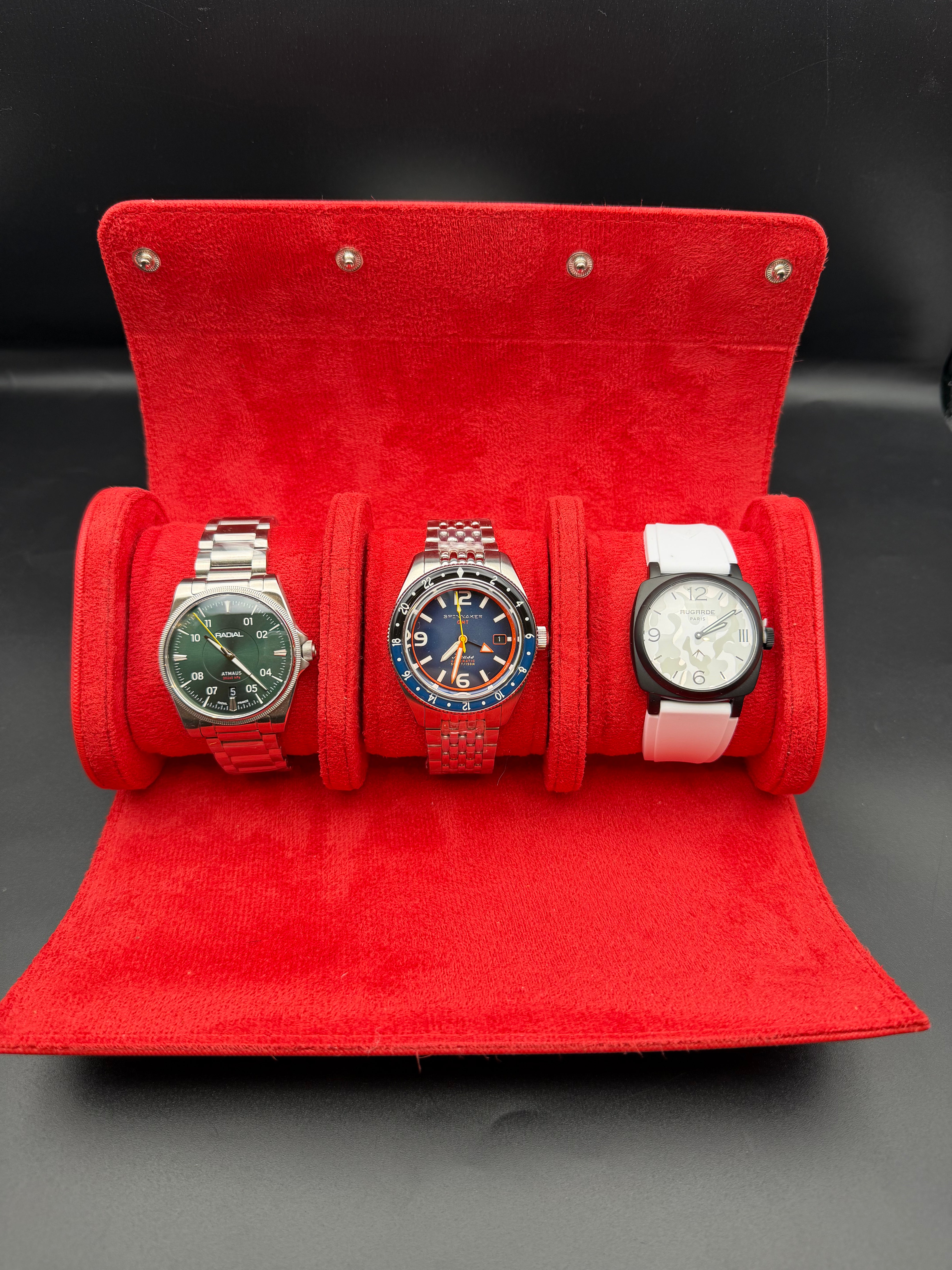 Etui montre en cuir rouge