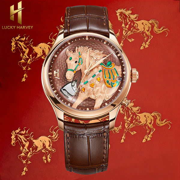 LUCKY HARVEY - HORSE CHIMING ALLOY GOLD BROWN