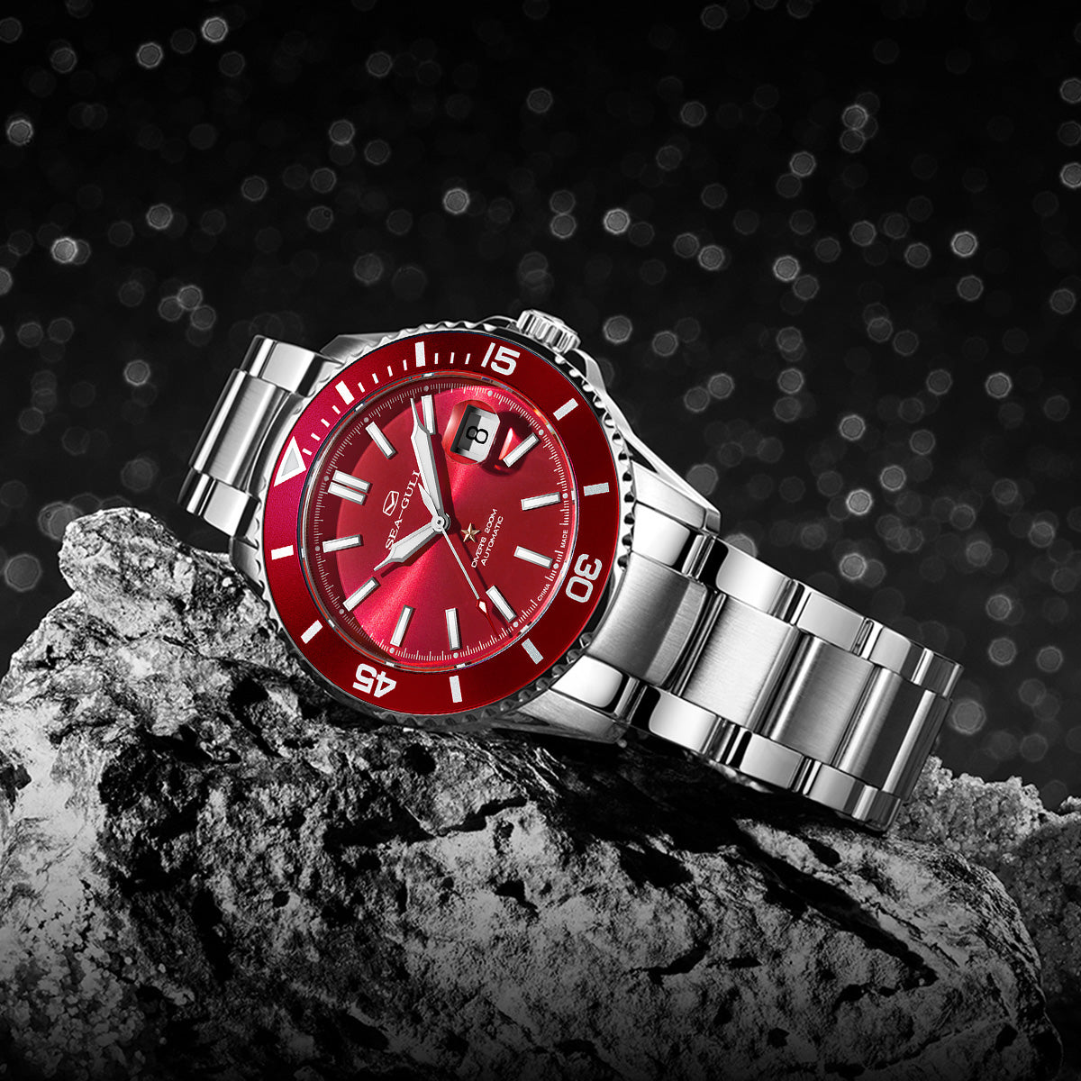 Océan 200m Étanche Fond Gravé Plongée 44mm