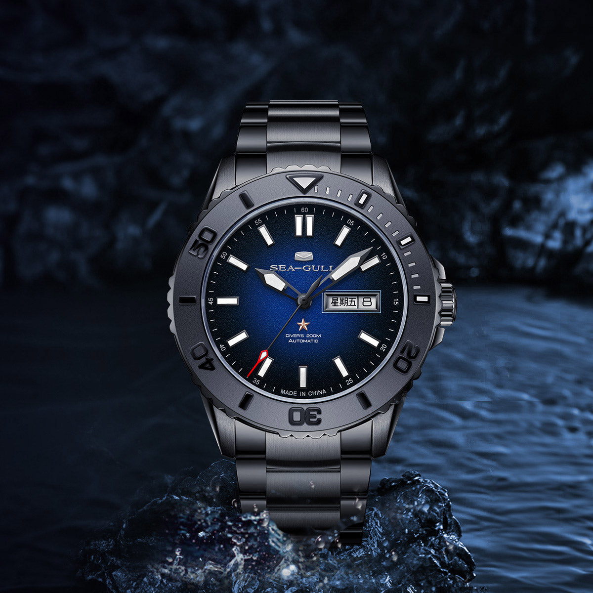 Océan 200m Étanche Cadran Scintillant Céramique Lunette Plongée 44mm