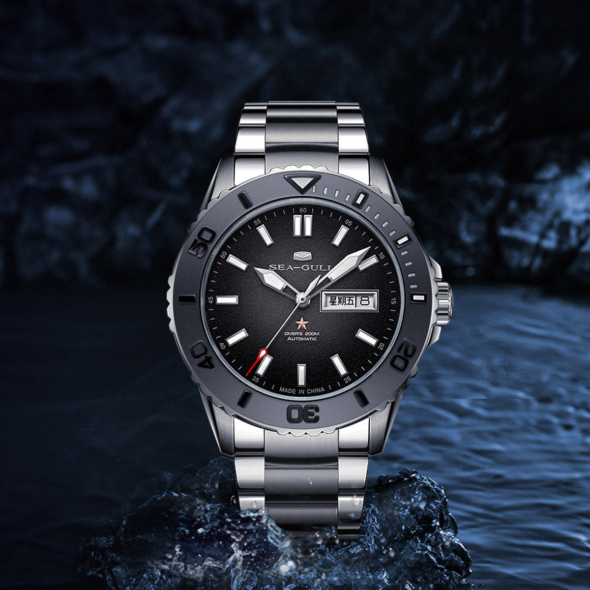 Océan 200m Étanche Cadran Scintillant Céramique Lunette Plongée 44mm