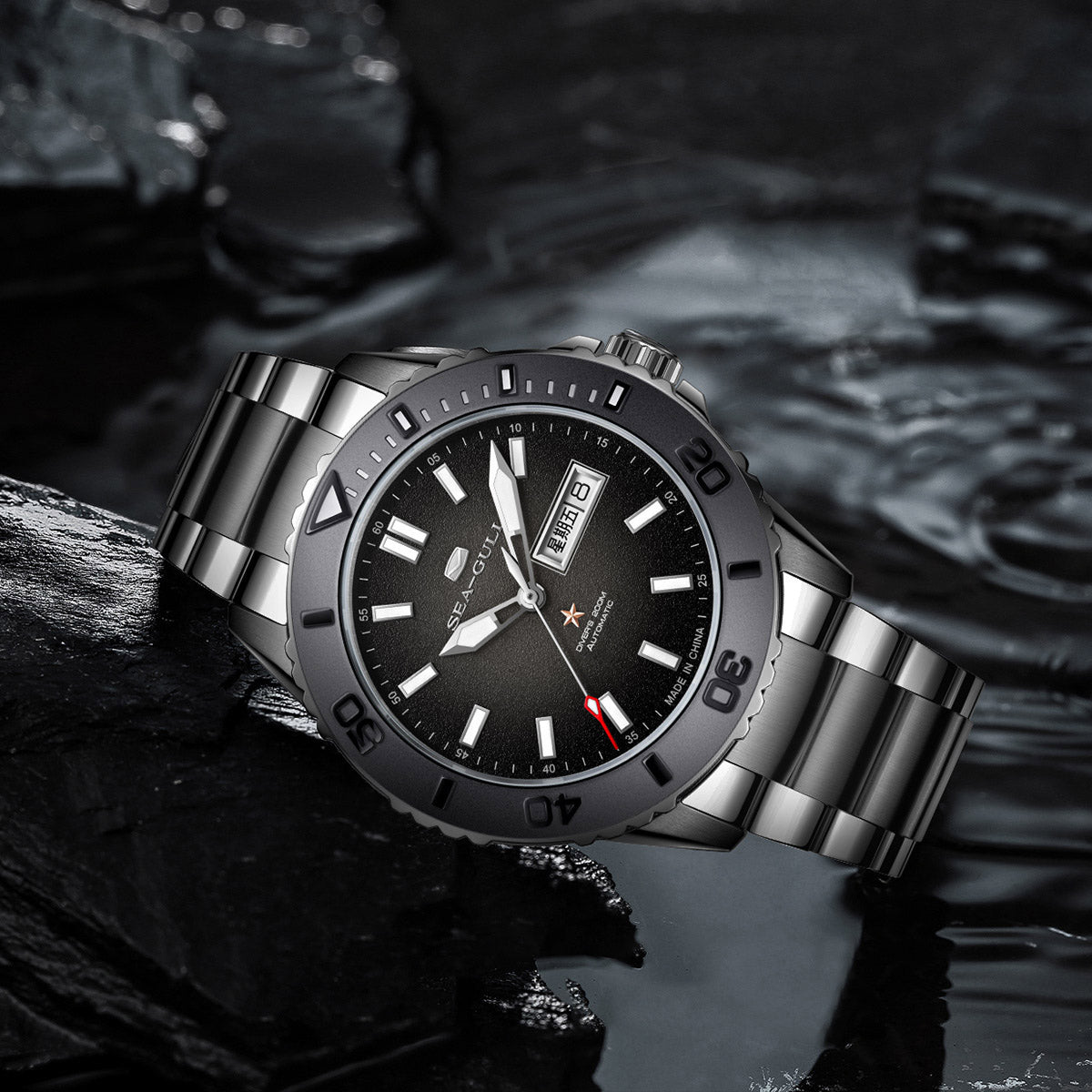 Océan 200m Étanche Cadran Scintillant Céramique Lunette Plongée 44mm