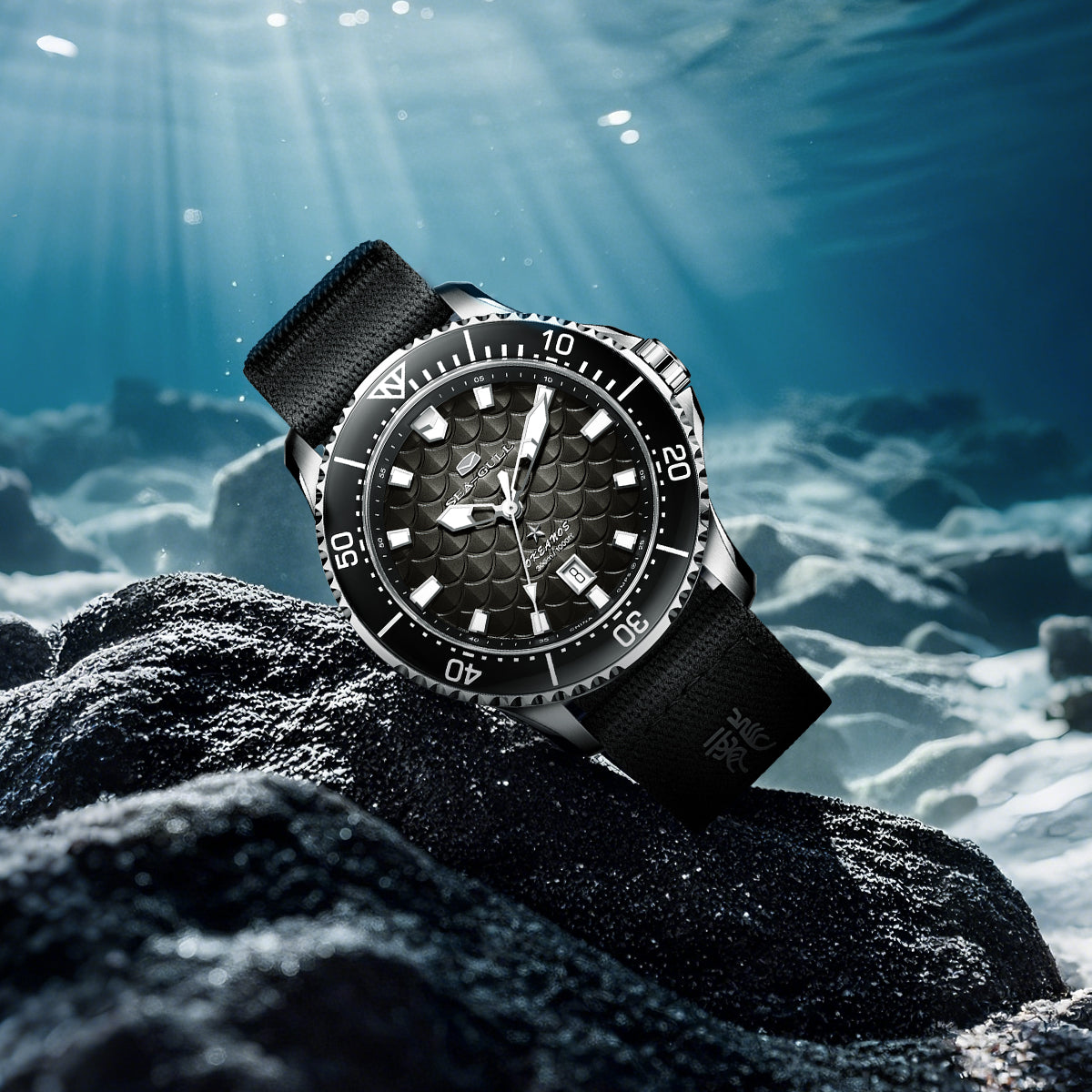 Océan Pro "Rois Dragons des Quatre Mers" Cadran Écailles de Dragon 300m Étanche Plongée 44mm