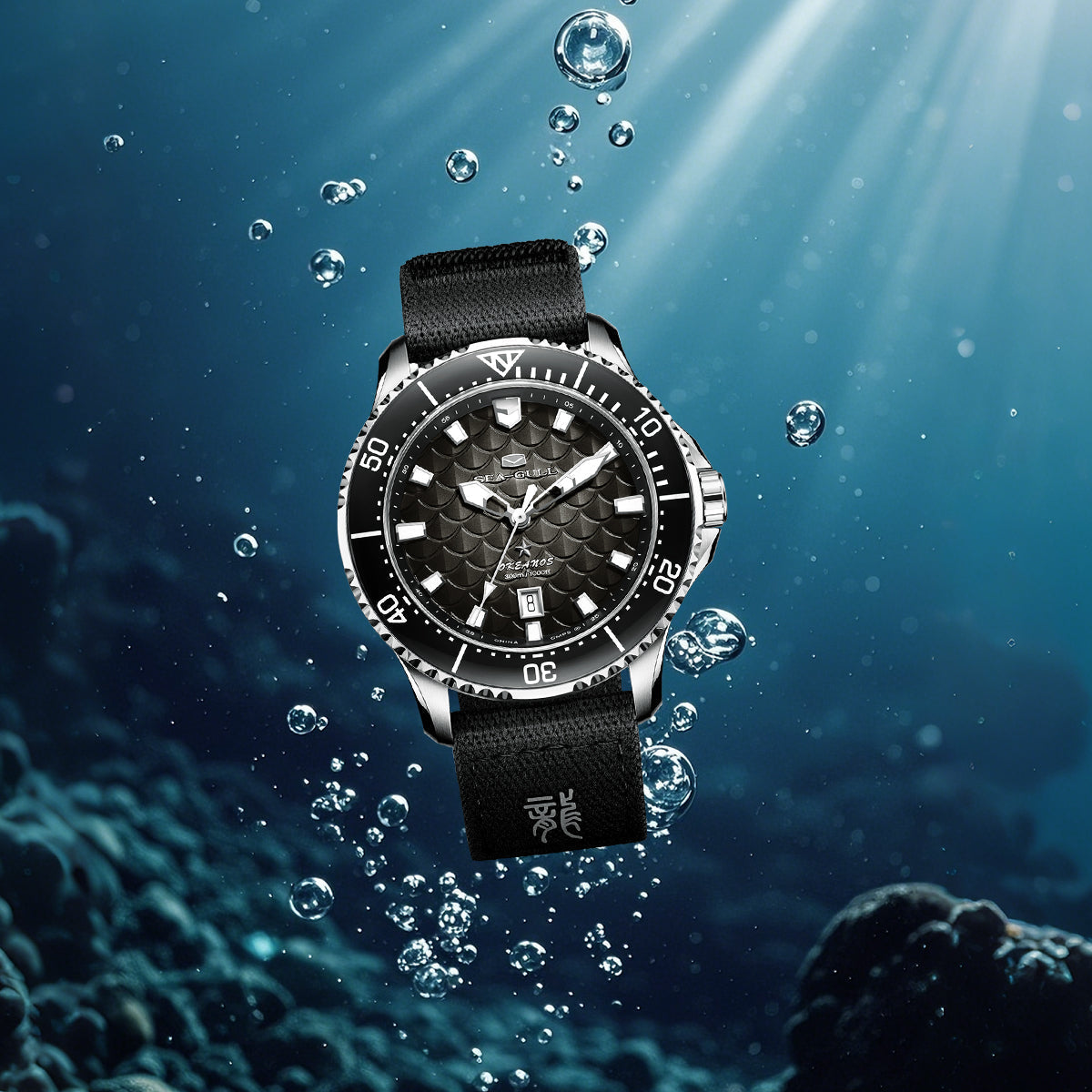 Océan Pro "Rois Dragons des Quatre Mers" Cadran Écailles de Dragon 300m Étanche Plongée 44mm