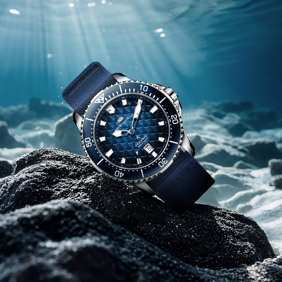 Océan Pro "Rois Dragons des Quatre Mers" Cadran Écailles de Dragon 300m Étanche Plongée 44mm