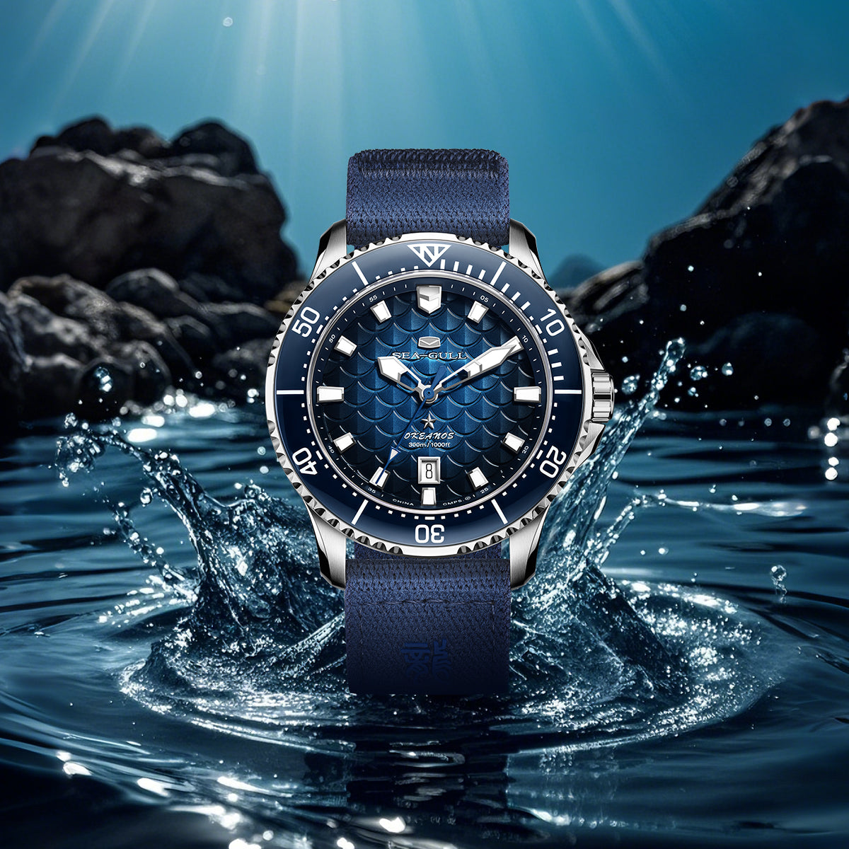 Océan Pro "Rois Dragons des Quatre Mers" Cadran Écailles de Dragon 300m Étanche Plongée 44mm