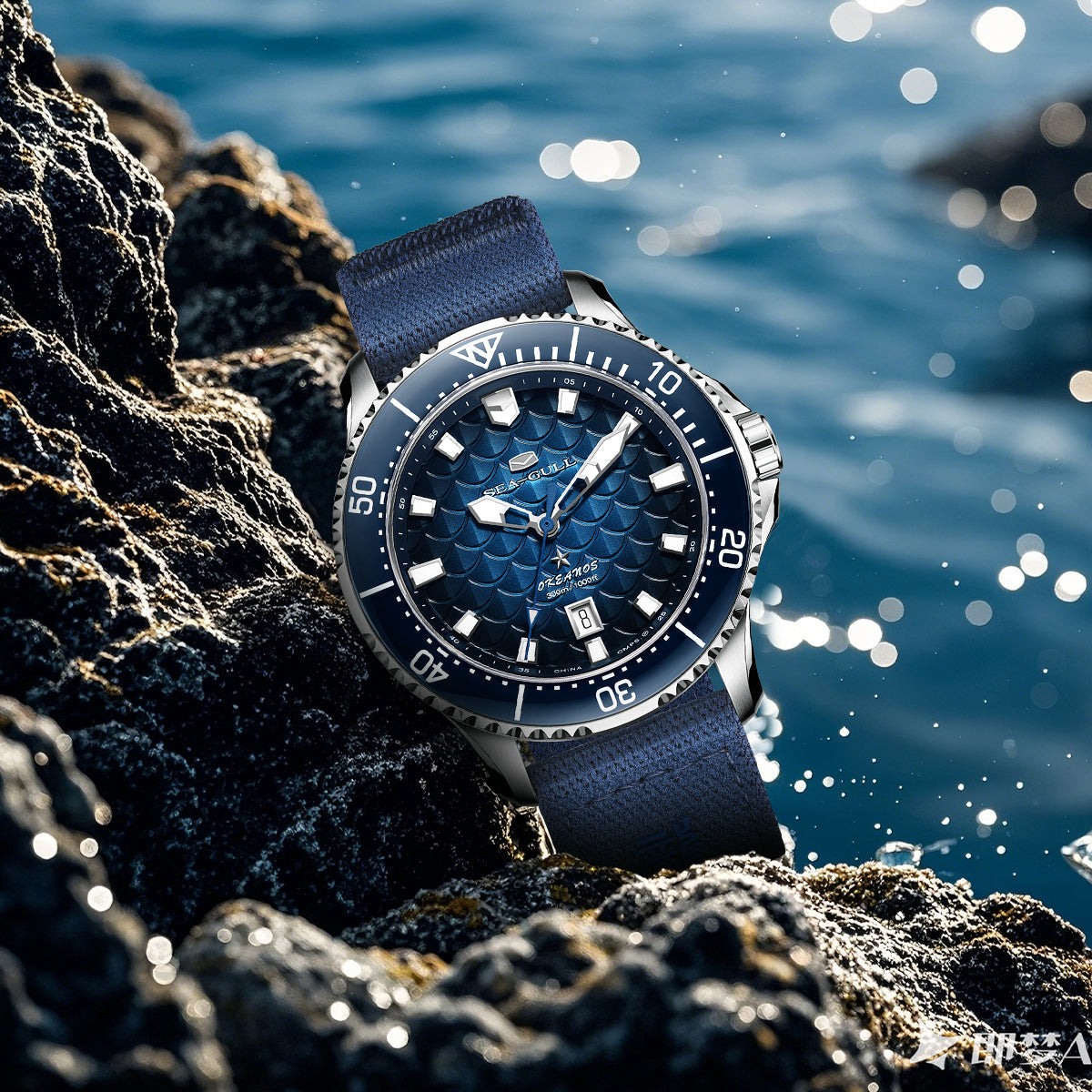 Océan Pro "Rois Dragons des Quatre Mers" Cadran Écailles de Dragon 300m Étanche Plongée 44mm