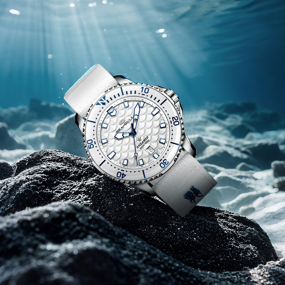 Océan Pro "Rois Dragons des Quatre Mers" Cadran Écailles de Dragon 300m Étanche Plongée 44mm