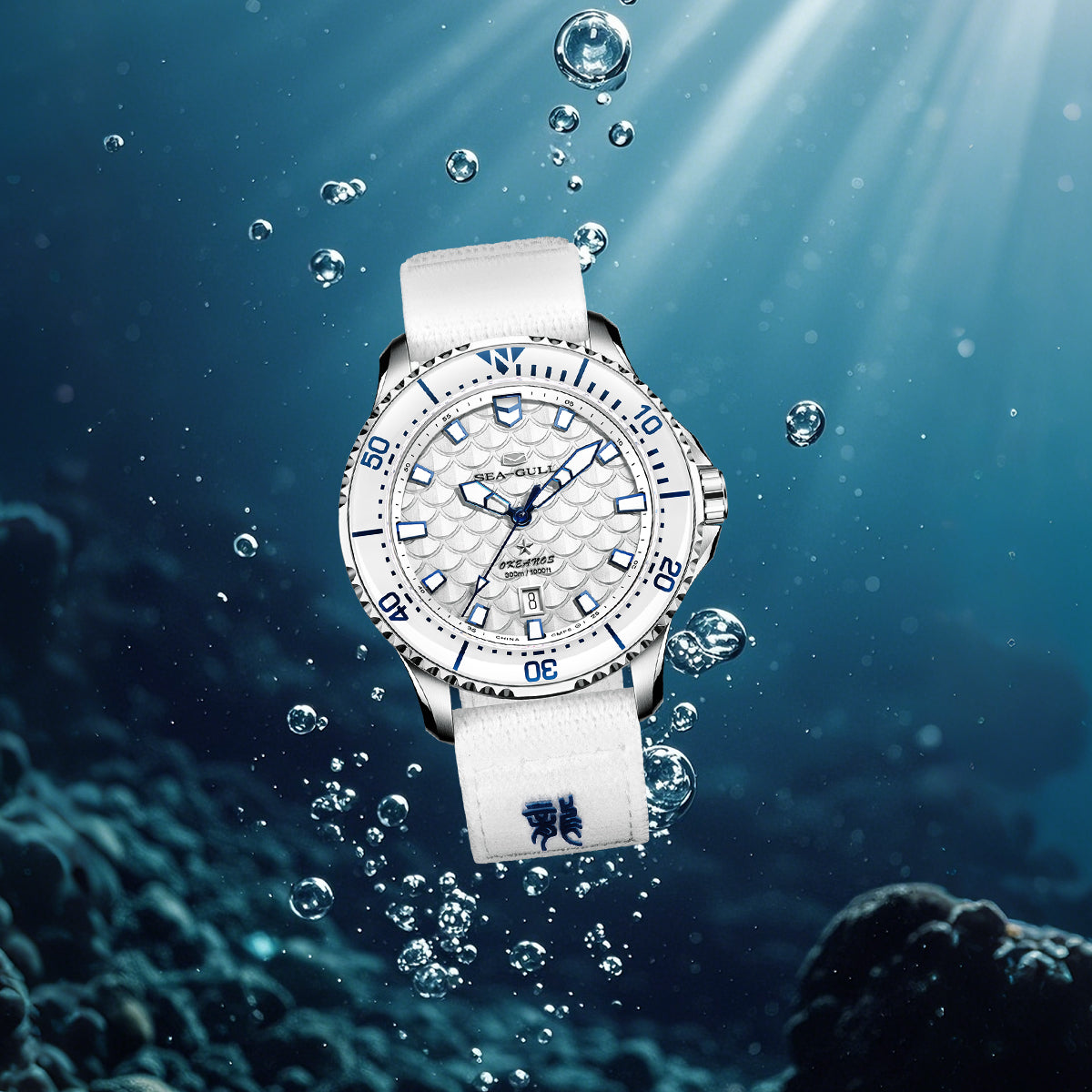 Océan Pro "Rois Dragons des Quatre Mers" Cadran Écailles de Dragon 300m Étanche Plongée 44mm