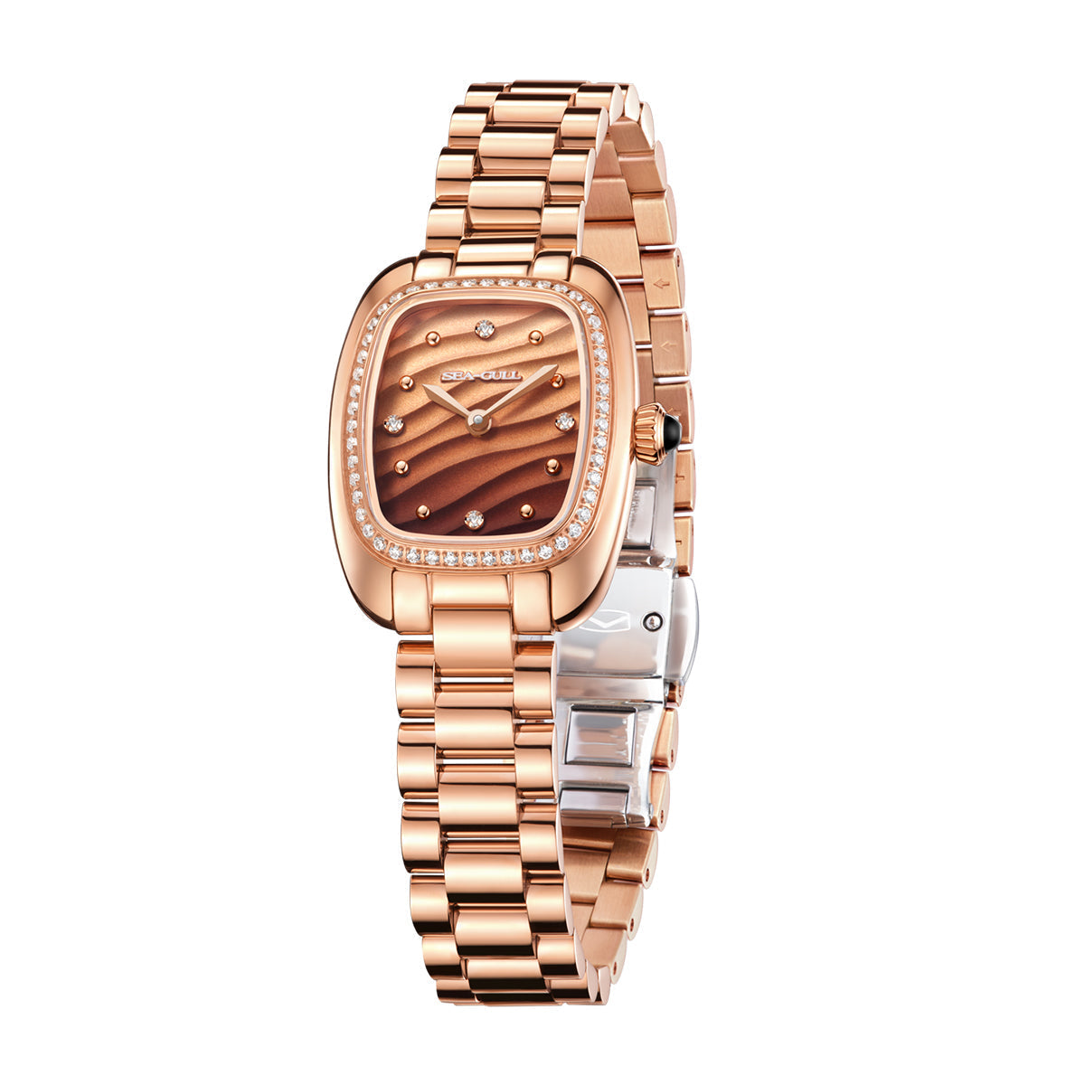 Femme Texturé Vague Serti Diamant Femme 30mm