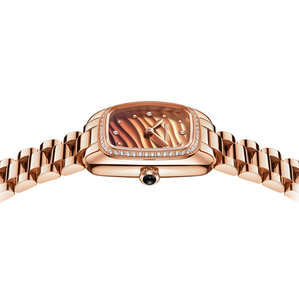 Femme Texturé Vague Serti Diamant Femme 30mm