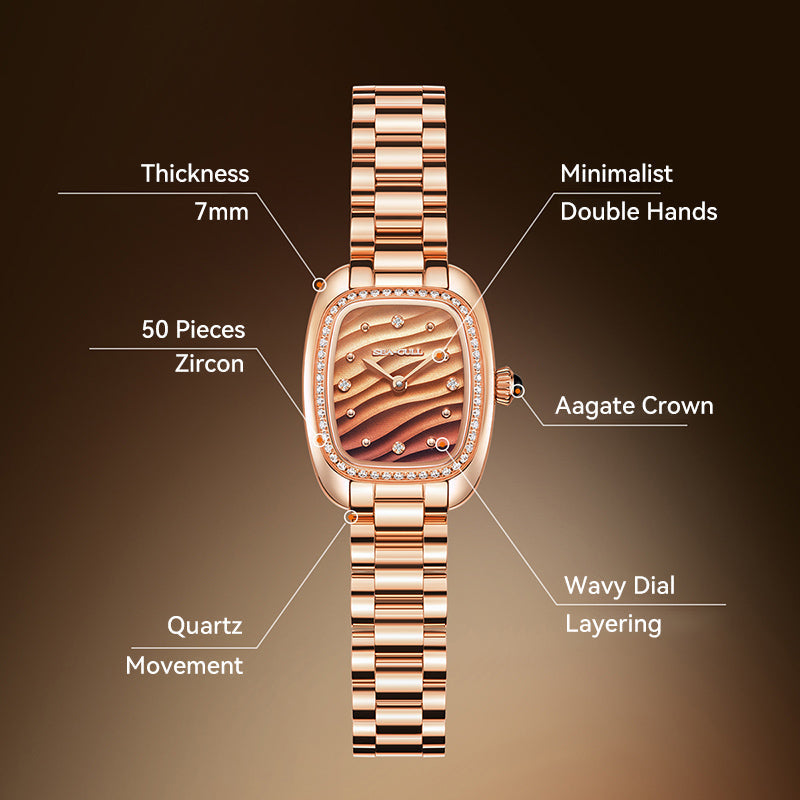 Femme Texturé Vague Serti Diamant Femme 30mm