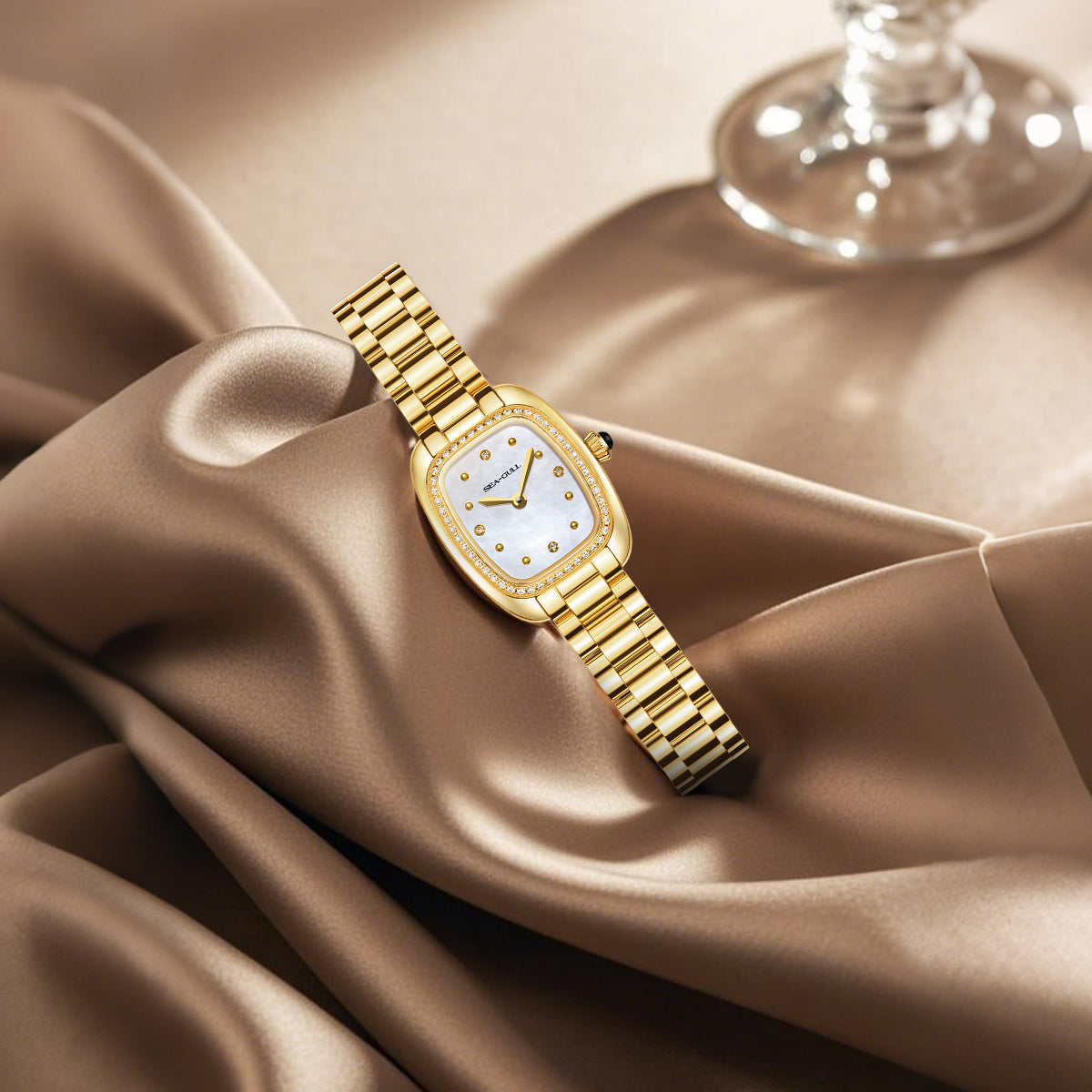 Femme Texturé Vague Serti Diamant Femme 30mm